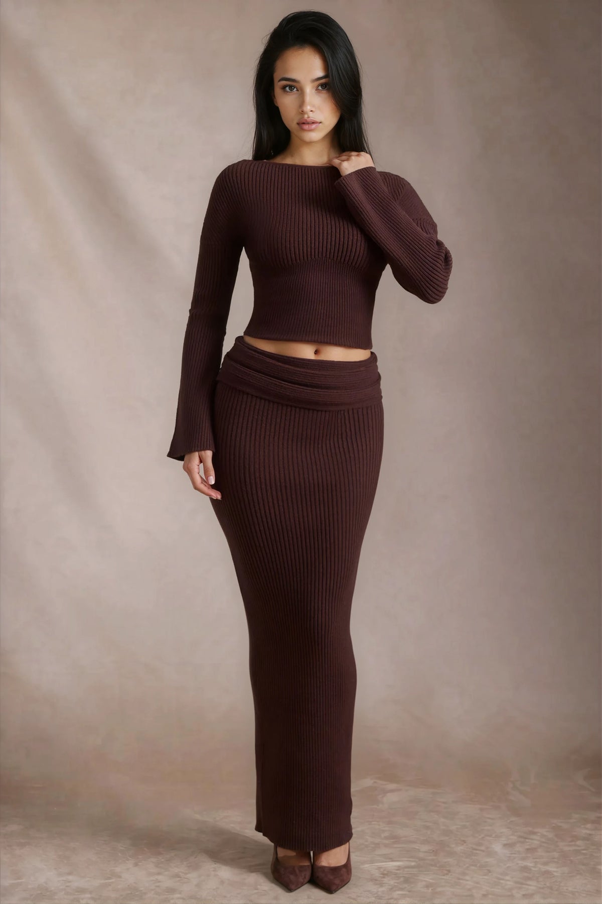 ANISE RIBBED MAXI SKIRT SET