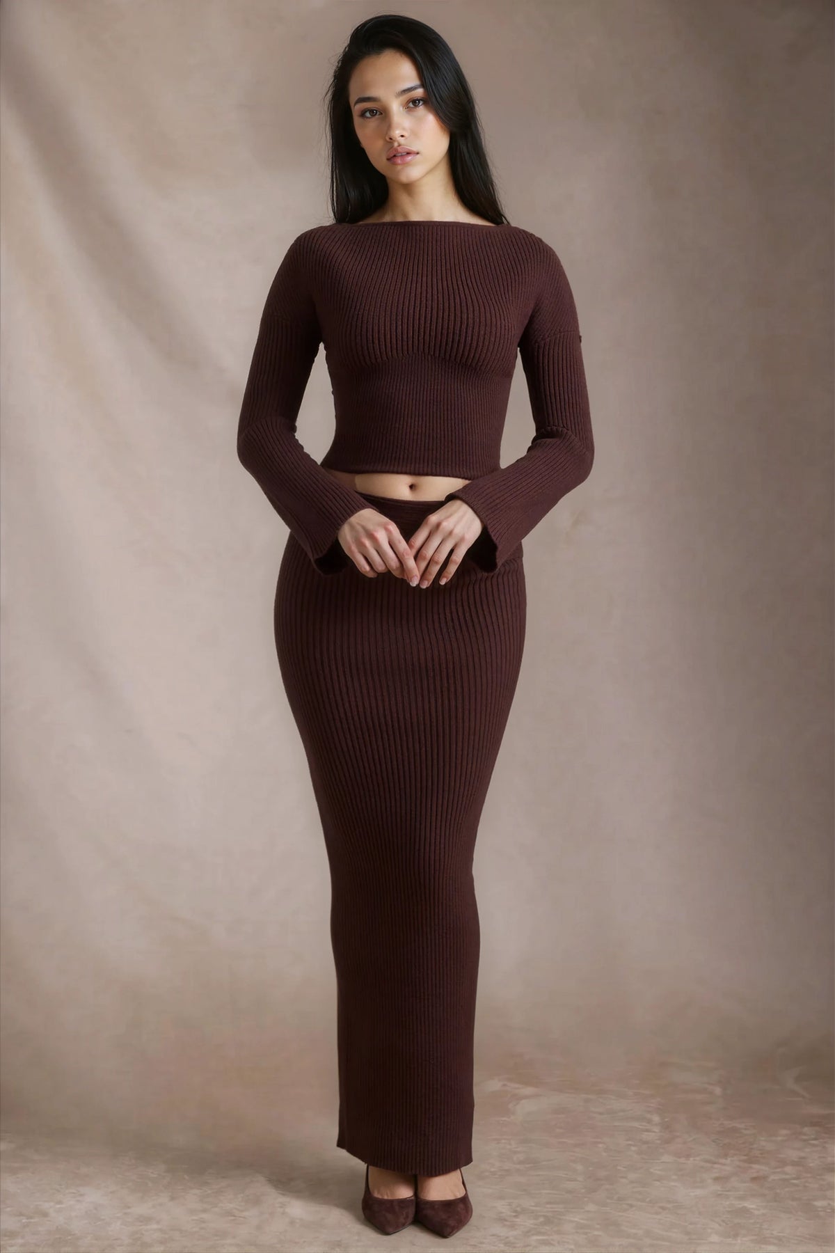 ANISE RIBBED MAXI SKIRT SET