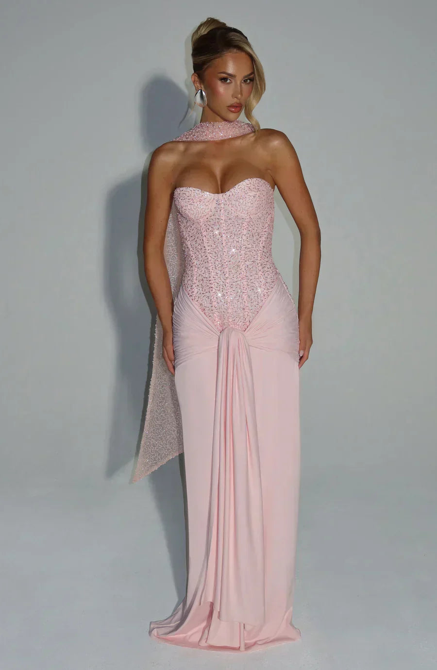 NATHALIE STRAPLESS EMBELLISHED GOWN